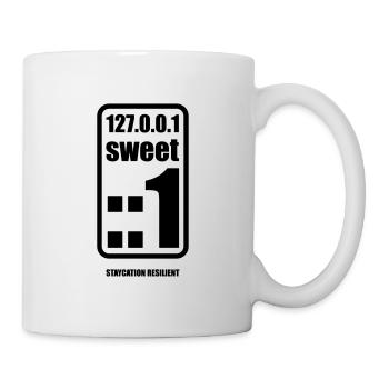 Nerdy "127.0.0.1 sweet ::1, staycation resilient" - Tasse - Weiß - Rechts