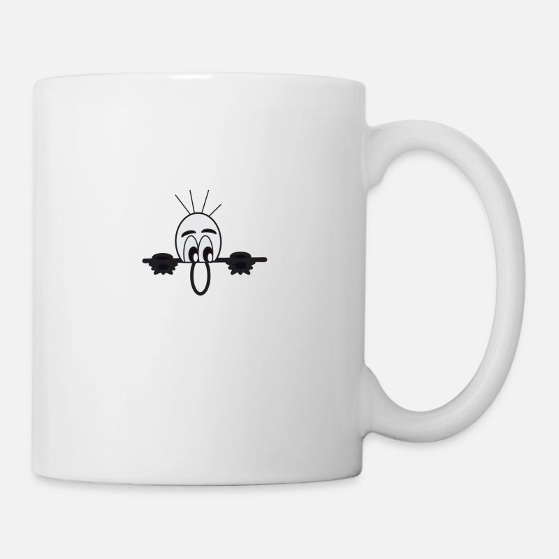 Mauermännchen Mauer Mann Gucken Sehen Beobachten - Tasse - Weiß
