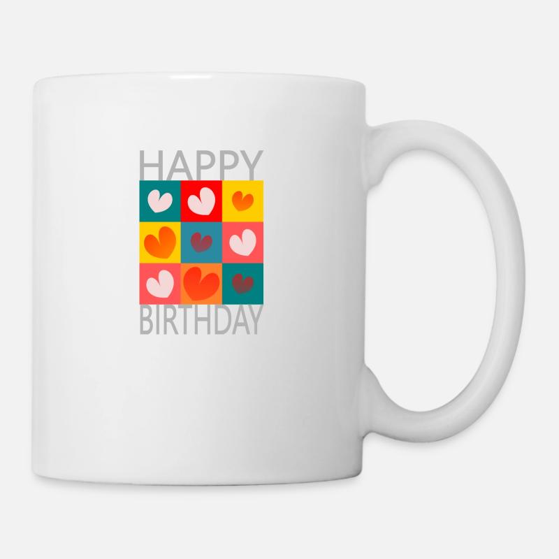 ANNIVERSAIRE. HAPPY BIRTHDAY. JOYEUX ANNIVERSAIRE. - Mug blanc - blanc