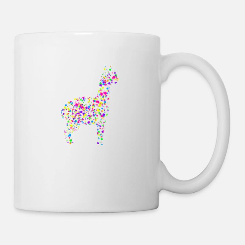 buntes Alpaka - Tasse - Weiß