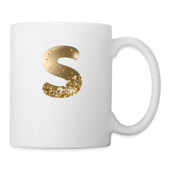 Monogram S Gold Glitter personnalisable - Mug blanc - blanc - Droite