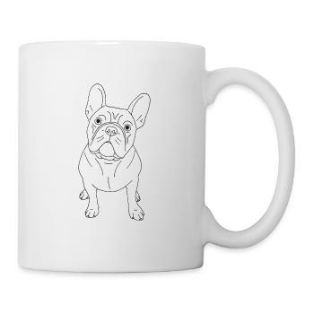 Französische Bulldogge - Tasse - Weiß - Rechts