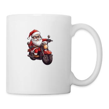 Lustiger Cartoon Santa Clause auf Motorrad - Tasse - Weiß - Rechts