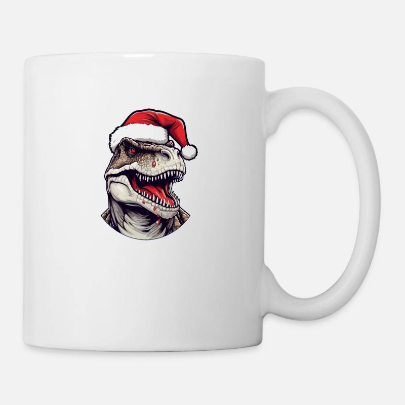 Tête d’animal de Noël dinosaure - Mug blanc - blanc