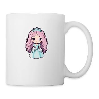 Mignonne princesse cheveux rose diadème robe bleue - Mug blanc - blanc - Droite