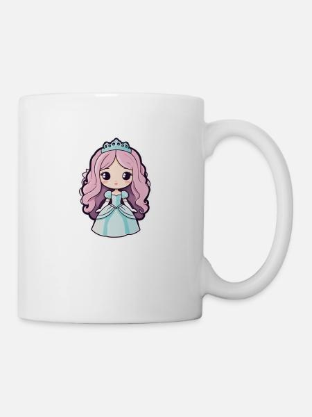 Mignonne princesse cheveux rose diadème robe bleue - Mug blanc - blanc