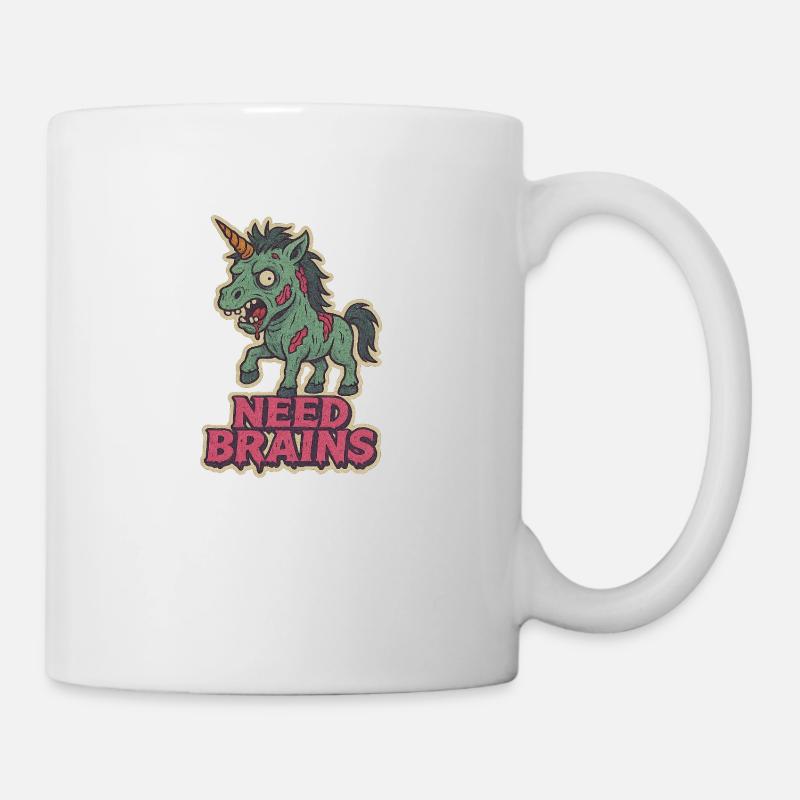 Need Brains - Zombie Unicorn - Mug - white