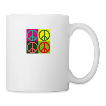 Pop Art / Comic: Peace-Zeichen - Hippies - 60s 70s - Tasse - Weiß - Rechts