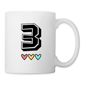 3 JAHRE. 3. JAHRESTAG. GEBURTSTAG 3 JAHRE. 3 - Tasse - Weiß - Rechts