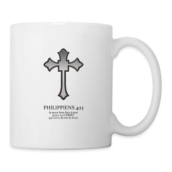 Metallic Gothic Cross on Black - Mug - white - Right