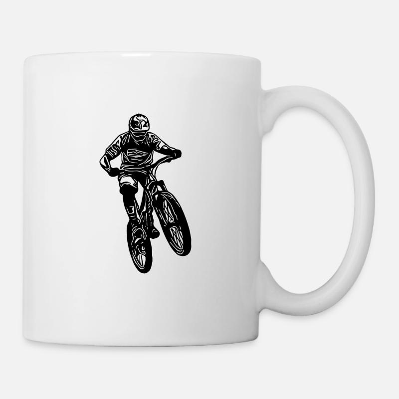 Mountainbiker springt mit Fahrrad - Tasse - Weiß