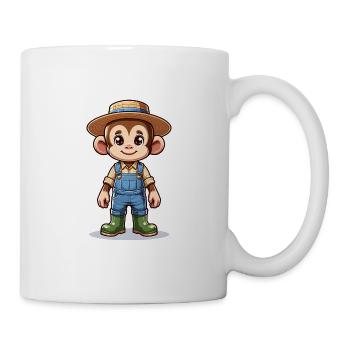 Cute Monkey Farmer - Tasse - Weiß - Rechts