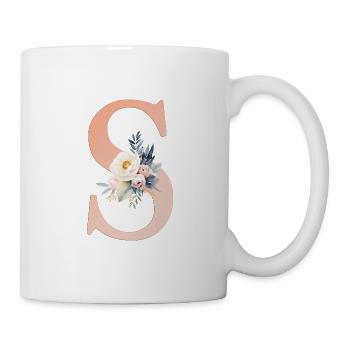 S monogramme, Floral, Boho - Mug blanc - blanc - Droite