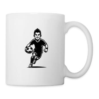 Dynamischer Fussballspieler mit Ball - Tasse - Weiß - Rechts