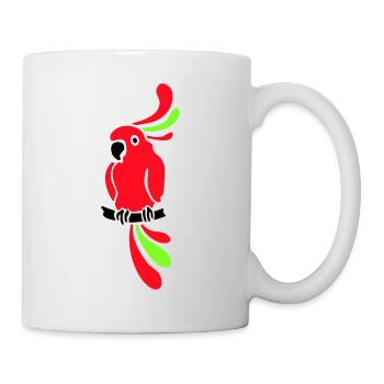 Papagei - bunt - Vogel - Tasse - Weiß - Rechts