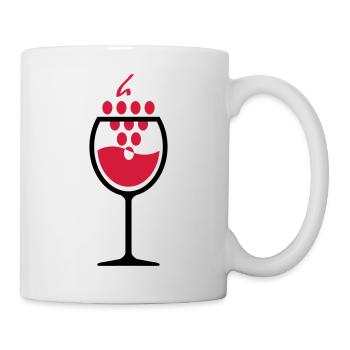 02 Glas Wein Weintrauben - Tasse - Weiß - Rechts