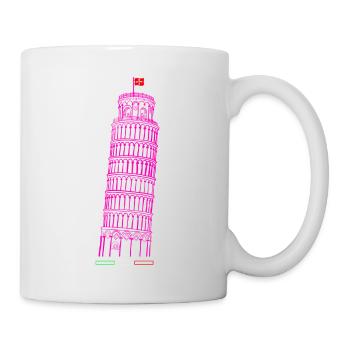 Schiefer Turm von Pisa gezeichnet - Tasse - Weiß - Rechts