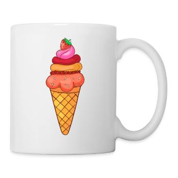 Eis Speiseeis Eiskrem Eiscreme Kugeleis Eisbecher - Tasse - Weiß - Rechts