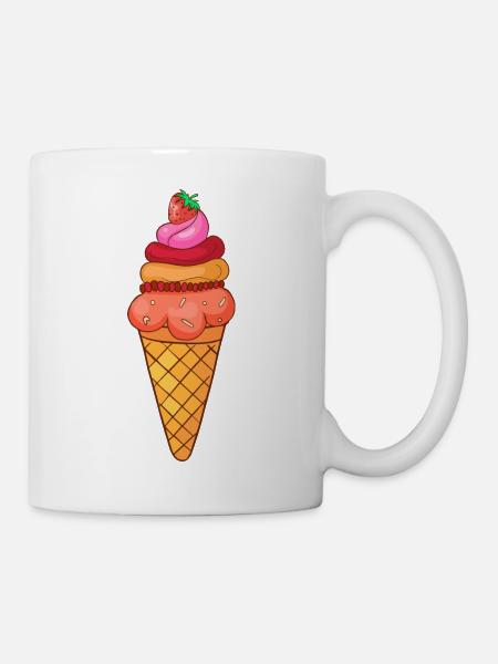 Eis Speiseeis Eiskrem Eiscreme Kugeleis Eisbecher - Tasse - Weiß