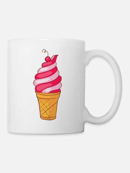 Crème glacée, crème glacée, crème glacée, crème glacée, boule, crème glacée, sundae - Mug blanc - blanc