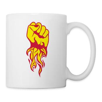 poing fermer flamme fire feu fist faust0 - Mug blanc - blanc - Droite