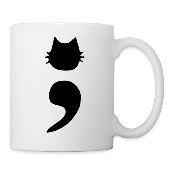 Katze Semikolon - Tasse - Weiß - Rechts