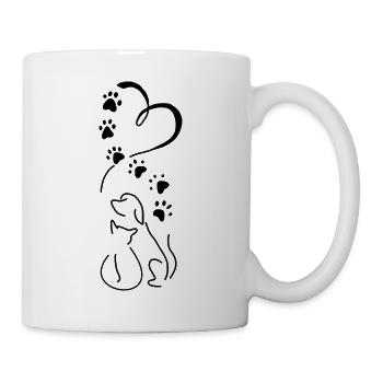 Hund Katze Herz - Tasse - Weiß - Rechts