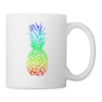 Regenbogen Ananas Hawaii Sommer Design für - Tasse - Weiß - Rechts