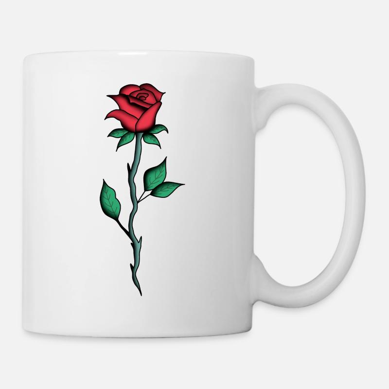 Rose rouge - dessin, art - Mug blanc - blanc
