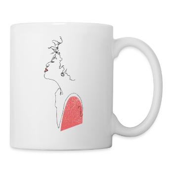 Geschenkidee,Frauen Outline,Print,Line Art,Kunst - Tasse - Weiß - Rechts