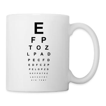 Sehtest Brille Optiker Augen lesen Buchstaben ABC - Tasse - Weiß - Rechts
