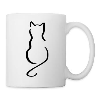 Cat Line Art - Minimalist - Mug - white - Right