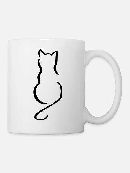 Cat Line Art - Minimaliste - Mug blanc - blanc