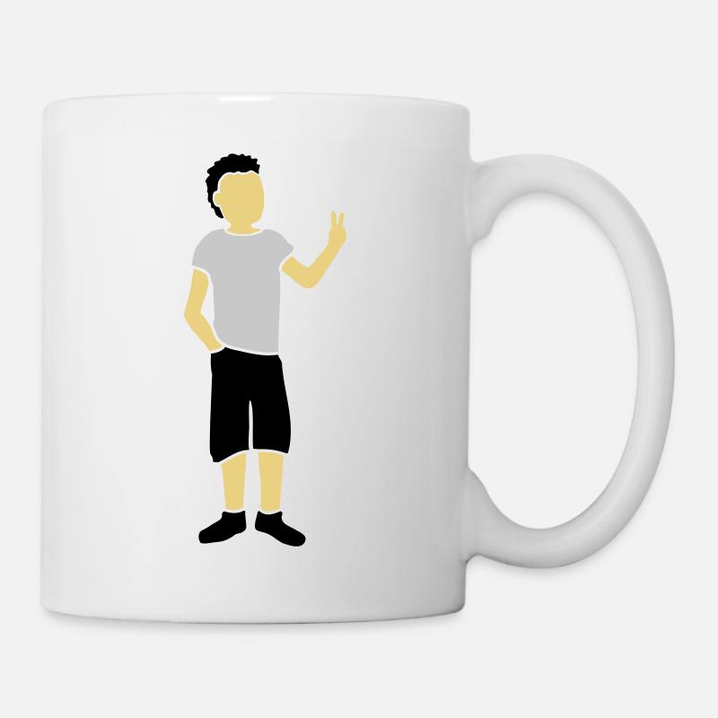 Jungendlicher Silhouette Peace Zeichen - Tasse - Weiß