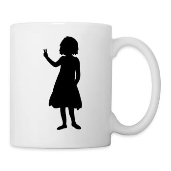 Peace Zeichen Mädchen Silhouette - Tasse - Weiß - Rechts