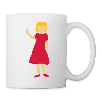 Mädchen Silhouette Peace Zeichen - Tasse - Weiß - Rechts