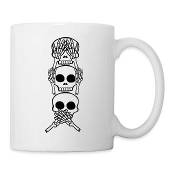 Affen Sprichwort 3 Schädel - Tasse - Weiß - Rechts