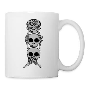 3 Schädel Affen Sprichwort - Tasse - Weiß - Rechts