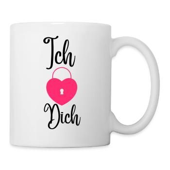 "Ich Liebe Dich" Design, mit Schloss Motiv,14.2 - Tasse - Weiß - Rechts