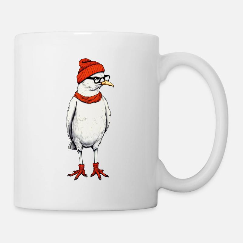 Hipster Möwe - Tasse - Weiß