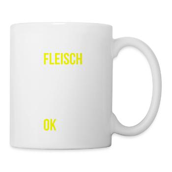 Fleisch essen Spruch - Tasse - Weiß - Rechts