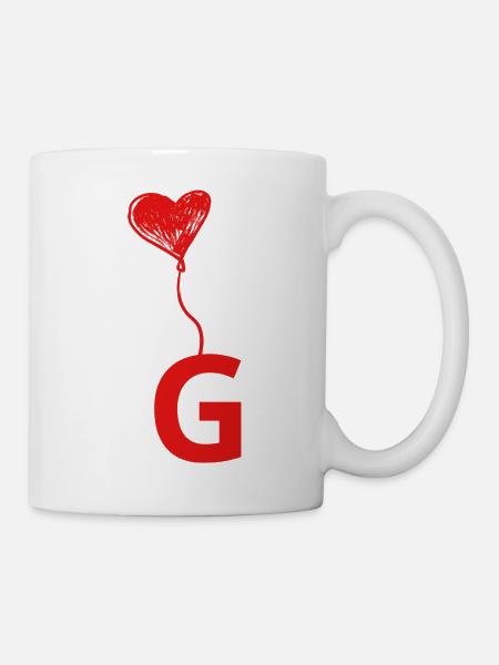 Buchstabe g Herz - Tasse - Weiß