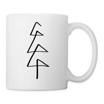 Tree Line Art - Minimalist - Mug - white - Right