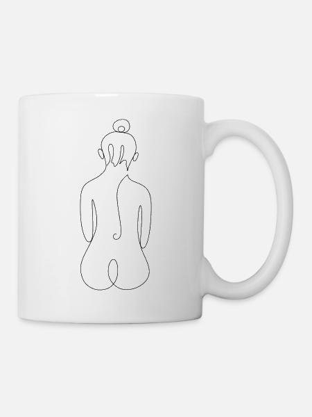 Woman Line Art Lotta Large Black - Mug - white