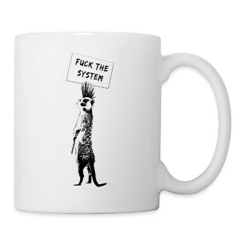 Erdmänchen / Fuck the Systtem - Tasse - Weiß - Rechts