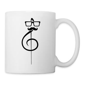 Musik Notenschlüssel Note Schnurrbart Nerd Geek - Tasse - Weiß - Rechts