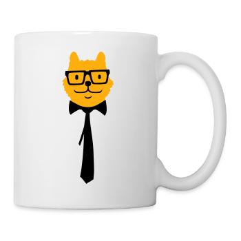 Schlaue Nerd Katze Hornbrille Geek Krawatte Brille - Tasse - Weiß - Rechts