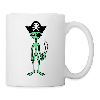 Alien Pirate Captain Cap Funny Alien - Mug - white - Right