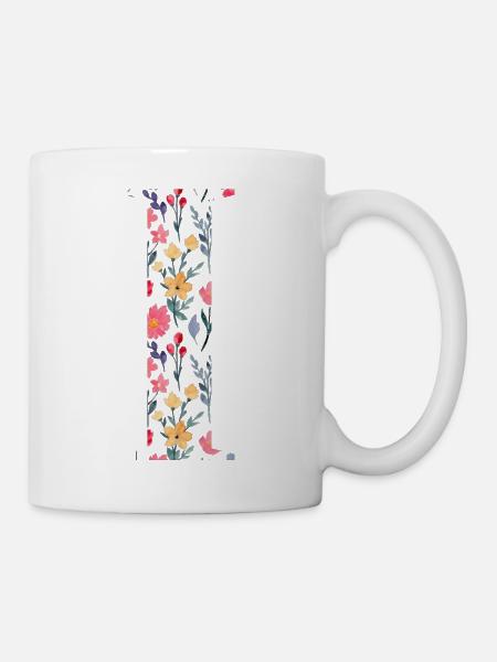 Personalisierter Blumenbrief i - Geschenkidee - Tasse - Weiß