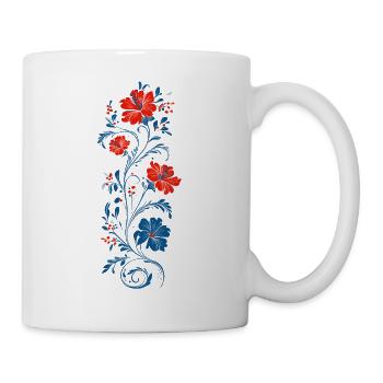 Elegantes florales Design in Blau und Rot - Tasse - Weiß - Rechts
